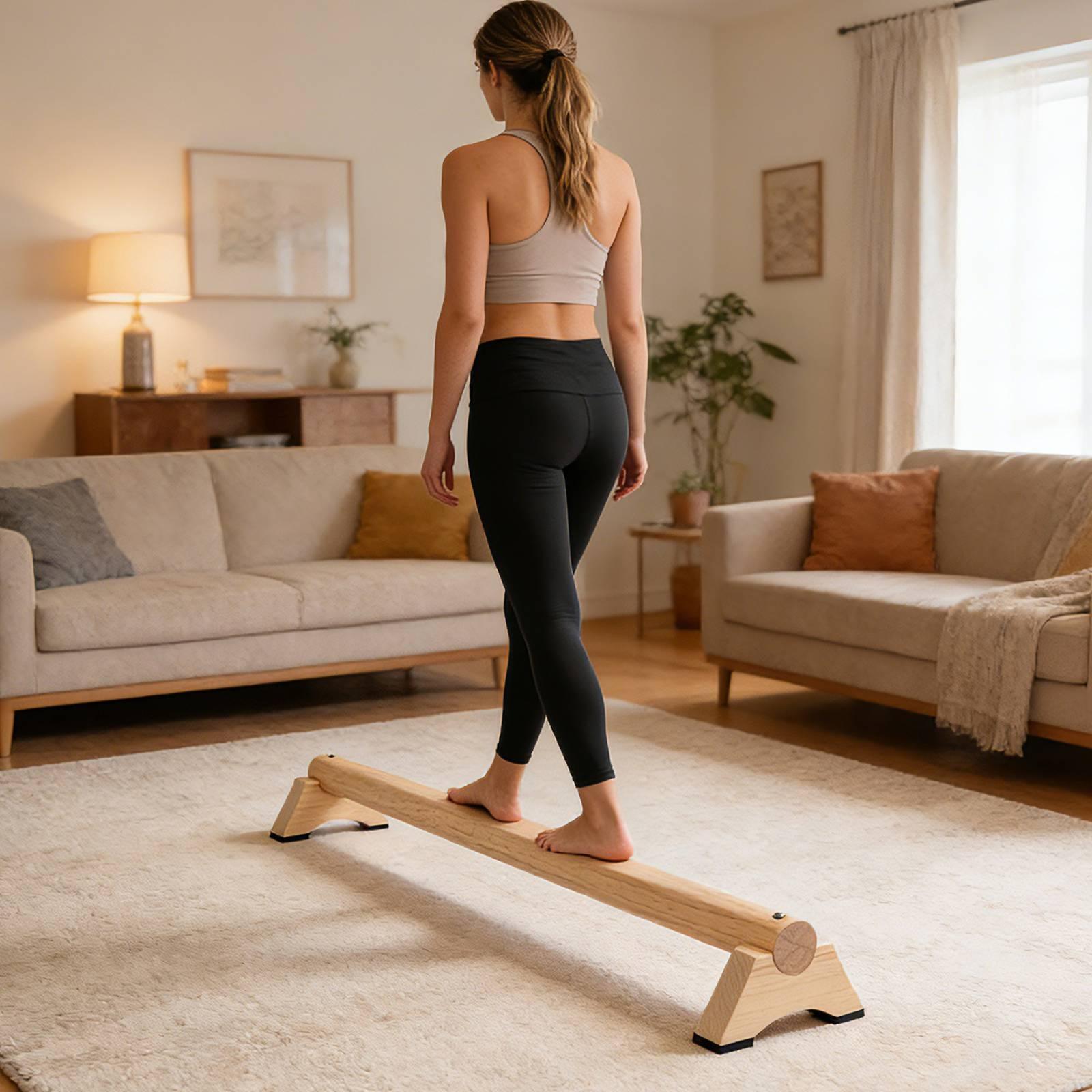 Wooden Balance Beam Trainer fo - Pilates Yoga Home 评论和价格