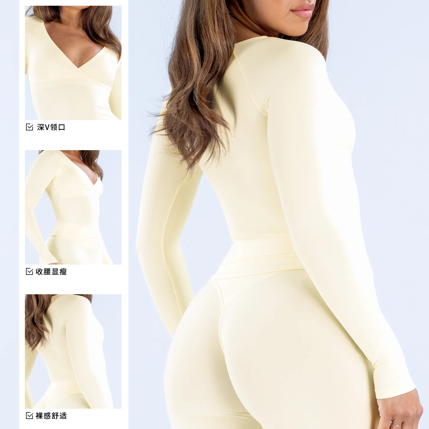 Nude-skin-friendly V-neck spor - Pilates Yoga Wrap Top 评论和价格