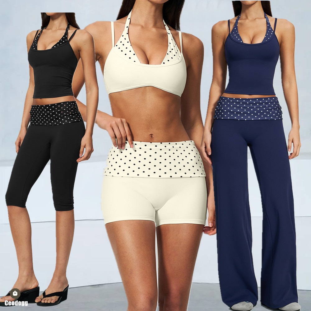 Polka Dot Women Strap Halter Y - Pilates Yoga Wrap Top 评论和价格