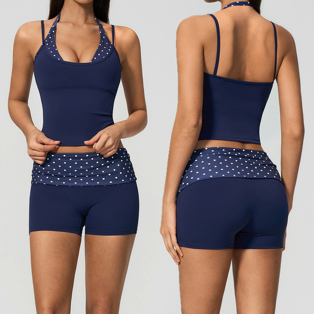 Polka Dot Women Strap Halter Y - Pilates Yoga Wrap Top 评论和价格