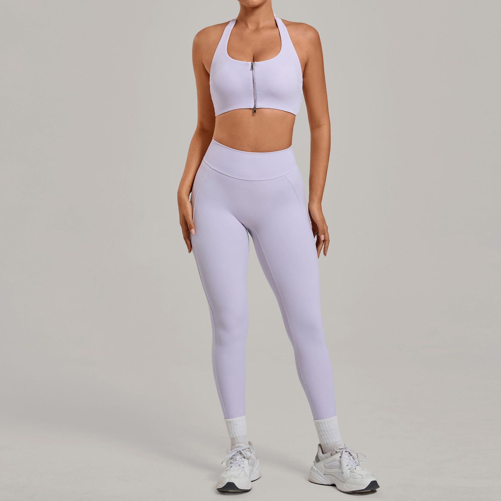 Women Halter Zip Sports Bra Hi - Pilates Yoga Legging 评论和价格