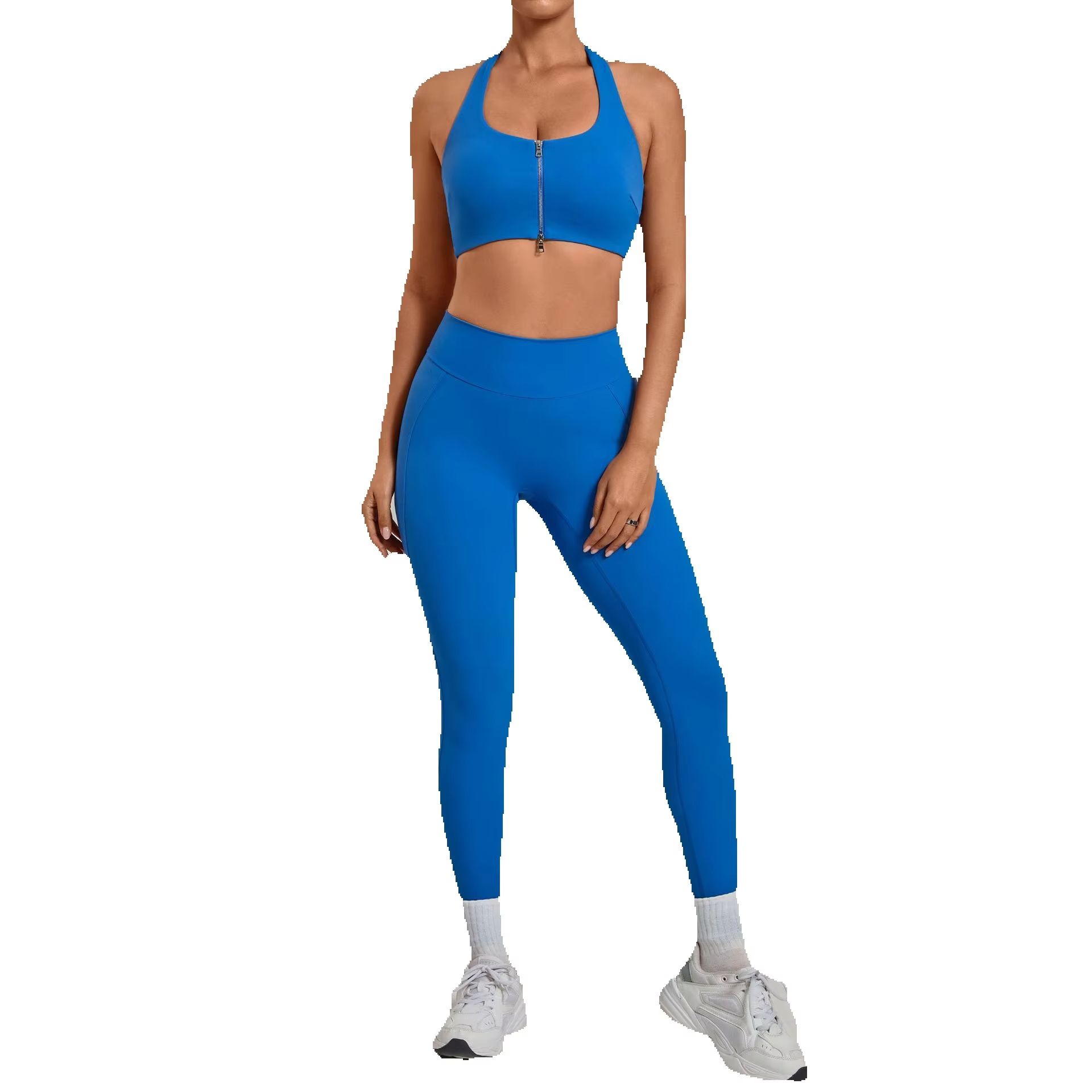 Women Halter Zip Sports Bra Hi - Pilates Yoga Legging 评论和价格